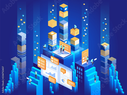 Technology concept of digital marketing and app development.