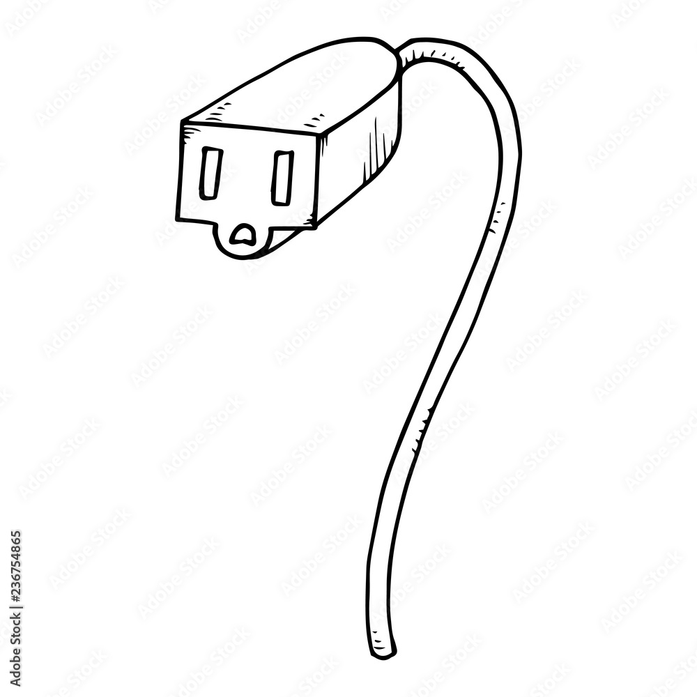 Extension cord icon. Vector of an electrical extension cord. Hand