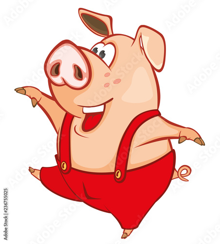 Vector Illustration of a Cute Pig. Cartoon Character 