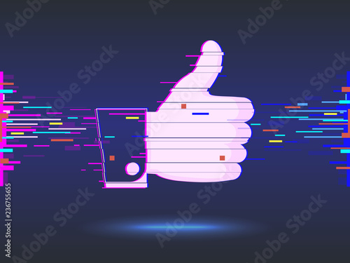 hand with thumb up. icon. glitch design.