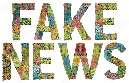 Words fake news zentangle. Vector decorative object for decoration