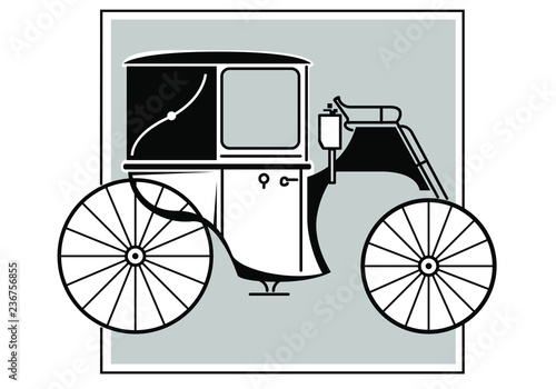 Brougham, Victorian era carriage. Vector image