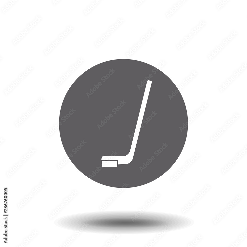 Hockey stick and puck monochrome icon. Hokey puck stick isolated, sport ice icon, game equipment, goal or competition, leisure and activity vector illustration Hockey stick and puck monochrome icon. Hokey puck stick isolated, sport ice icon, game equipment, goal or competition, leisure and activity vector illustration