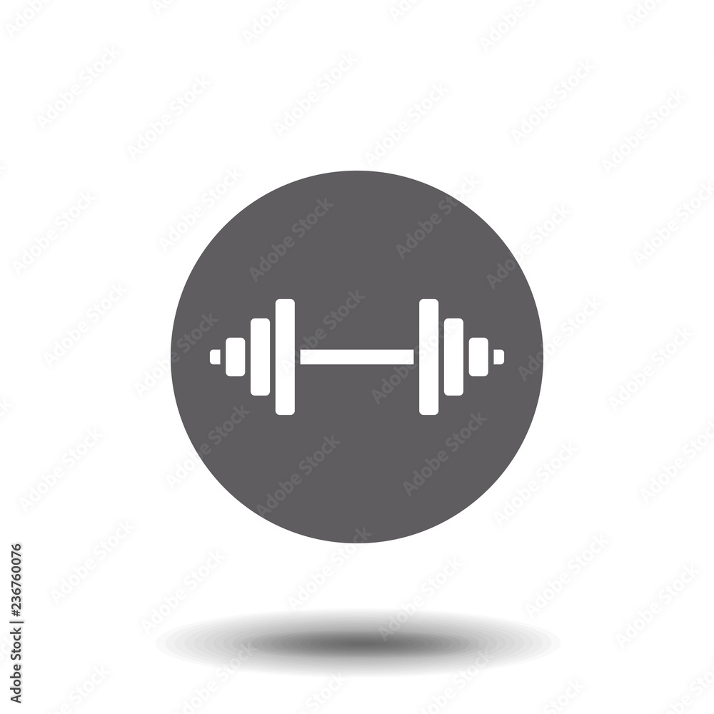 Dumbbell for gym icon , white sign design Dumbbell for gym icon , white sign design