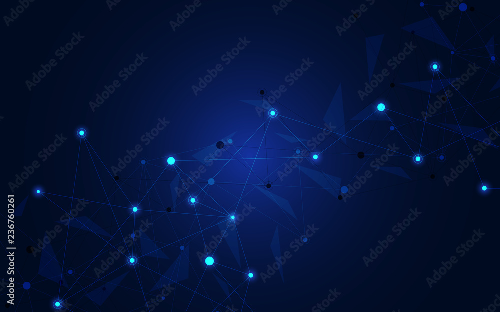 Internet connection. Geometric abstract background with connected dots and lines. Molecular structure and communication concept. Digital technology background and network connection.