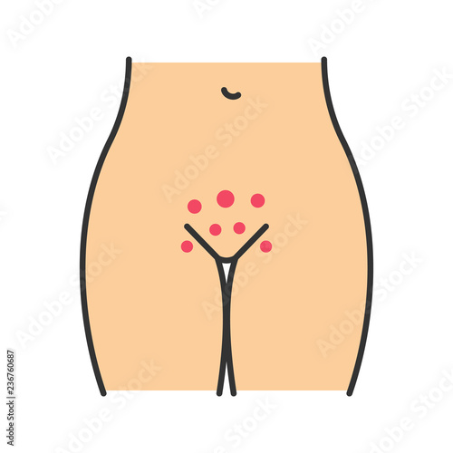 Genital rash color icon