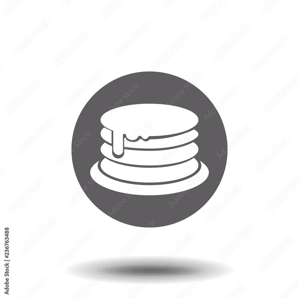 Breakfast pancakes with syrup and butter on a plate flat vector icon for food apps and websites Breakfast pancakes with syrup and butter on a plate flat vector icon for food apps and websites