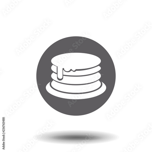 Breakfast pancakes with syrup and butter on a plate flat vector icon for food apps and websites