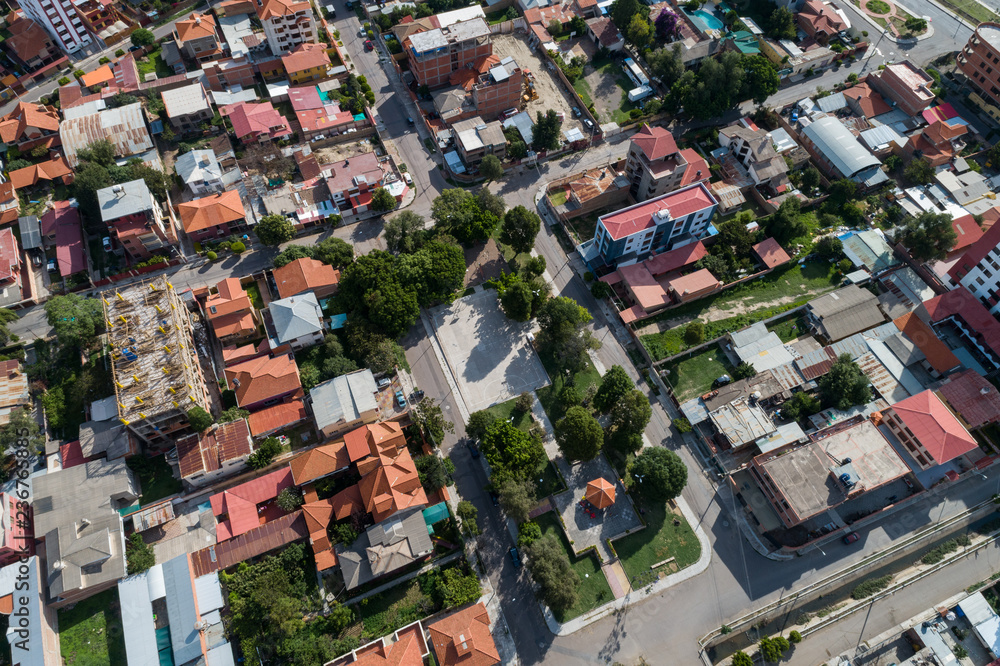 Aerial View of a plaza in Cochabamba, Bolivia at daytime Aerial View of a plaza in Cochabamba, Bolivia at daytime