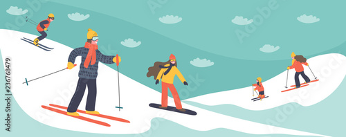 People skiing in the mountains