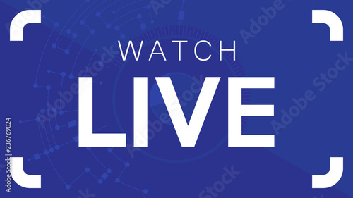 Watch Live. White illustration on blue background. Vector illustration.