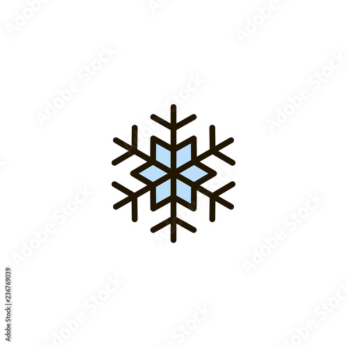 Outline blue snowflake icon isolated on white background. Christmas pictogram. Line winter symbol for website design, mobile application, ui. Editable stroke. Vector illustration, eps10.