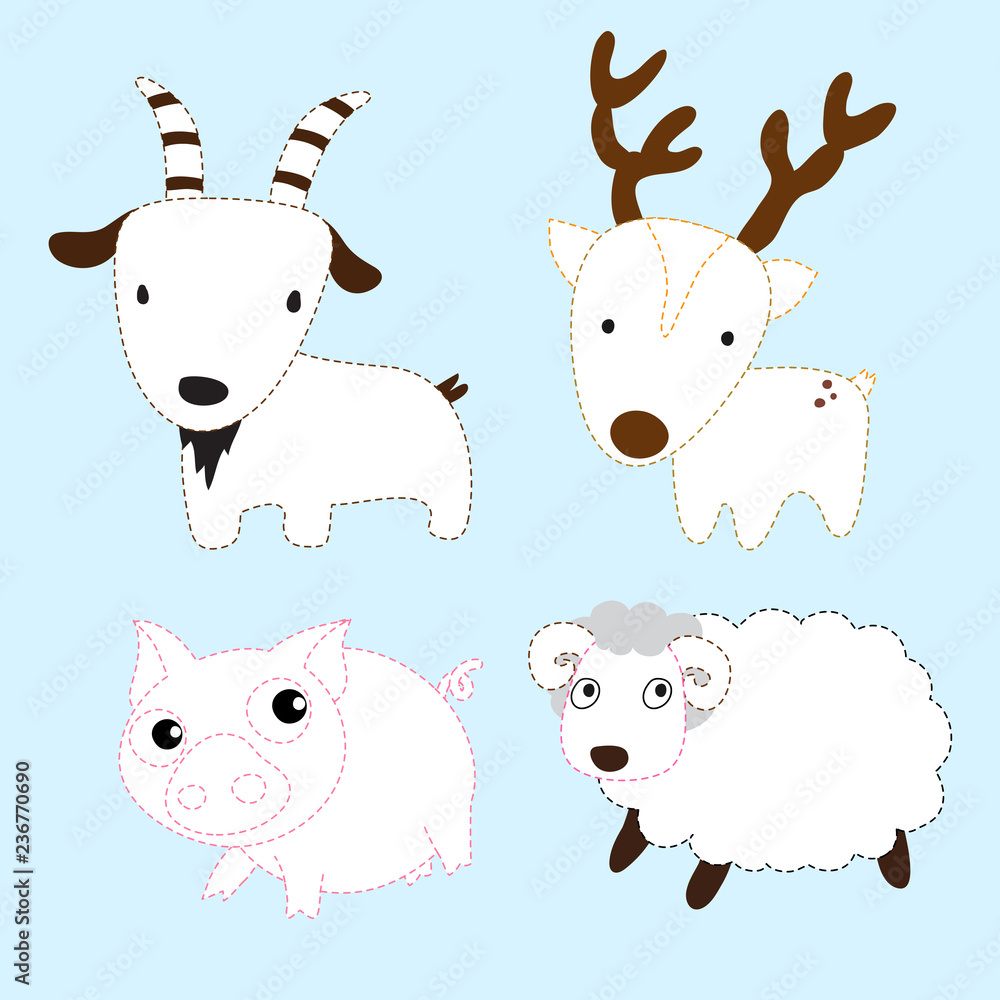 Obraz premium mammals page coloring vector design