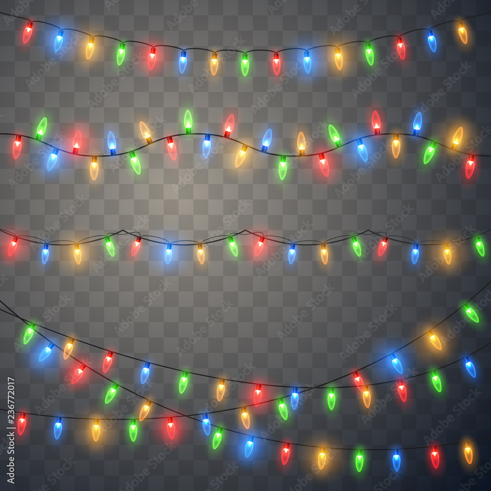 Christmas lights. Colorful Xmas garland. 