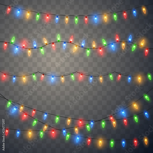 Christmas lights. Colorful Xmas garland.  photo
