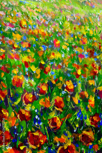 Wildflowers oil painting Flower field