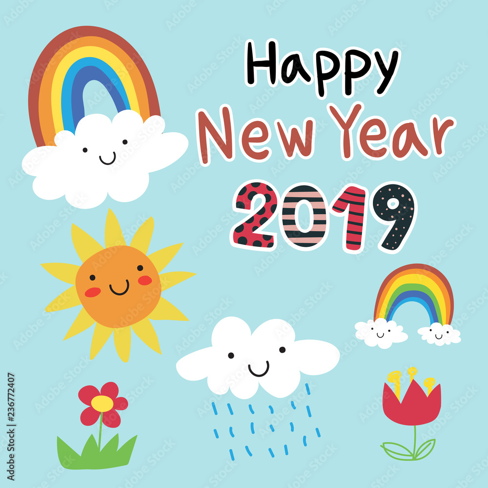 Naklejka premium happy new year 2019 card vector design