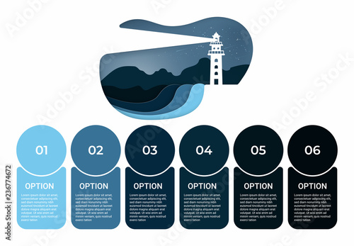 Business infographic. Infographics diagram with lighthouse paper art. template for presentation.