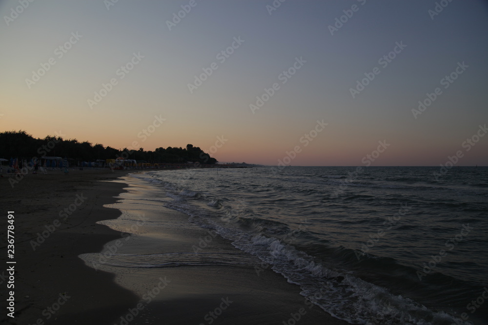 Sunset at the beach of Roseto degli Abruzzi