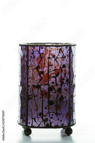purple and red glass mosaic candle holder 