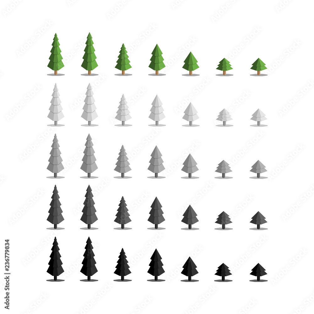 Obraz premium Pine trees isolated on white background.