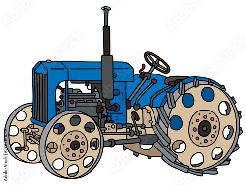 The vintage blue tractor