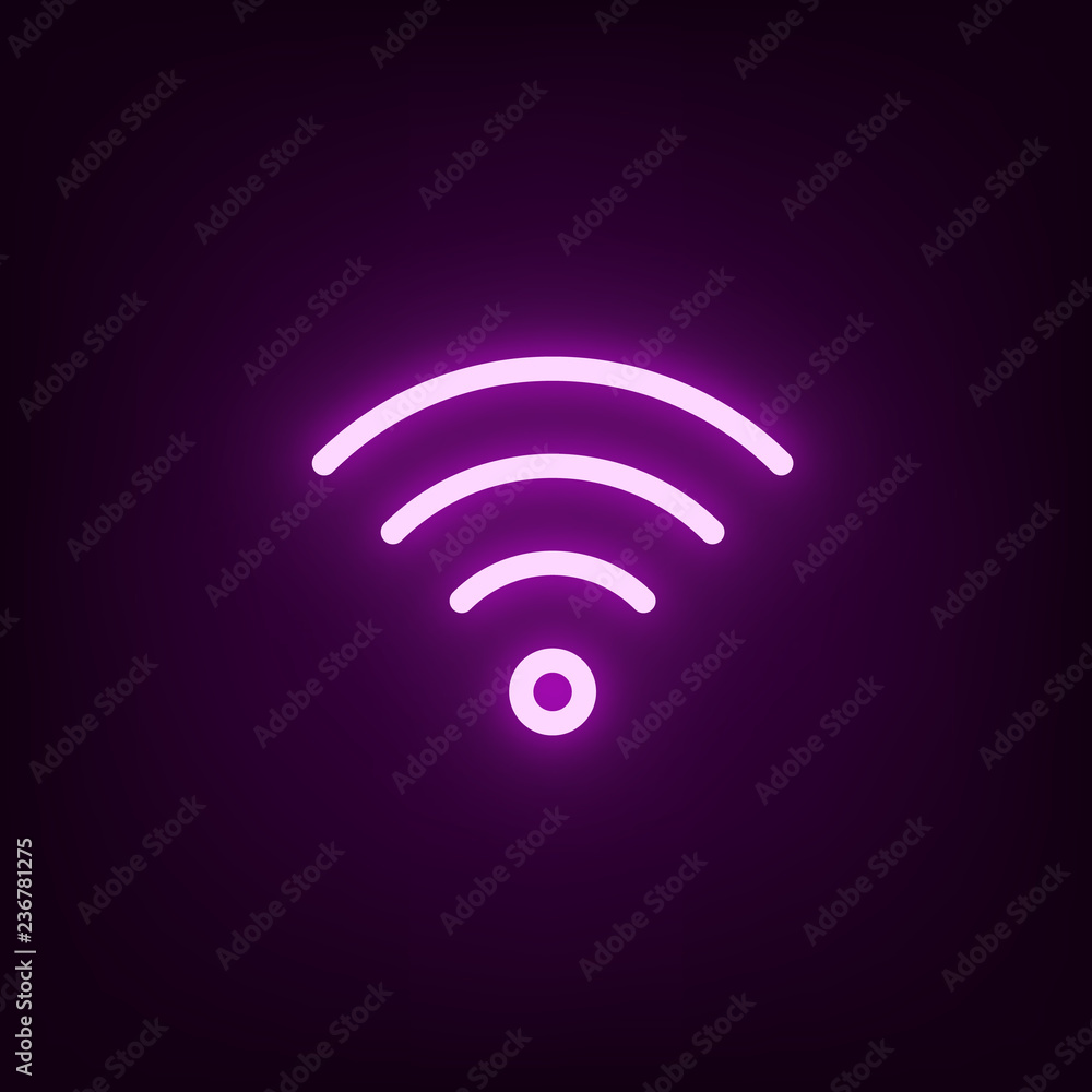 Pink Wi-Fi neon glowing icon. Vector illustration. Pink Wi-Fi neon glowing icon. Vector illustration.