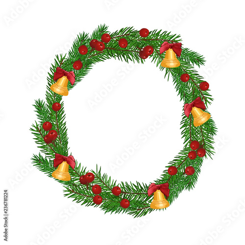 christmas fir-tree wreath isolated on white background 