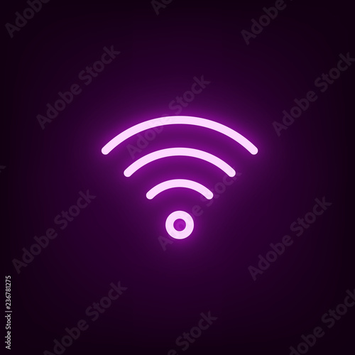 Pink Wi-Fi neon glowing icon. Vector illustration.