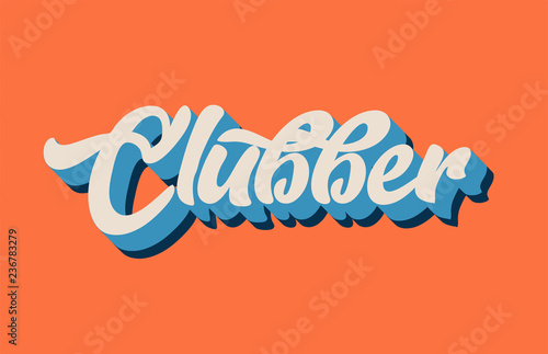 orange blue white clubber hand written word text for typography logo design