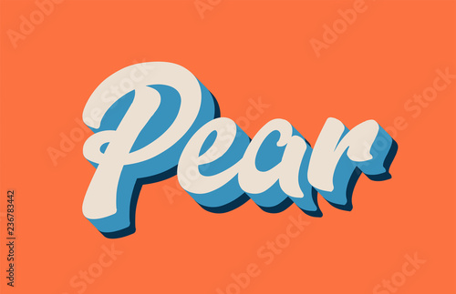 orange blue white pear hand written word text for typography logo design