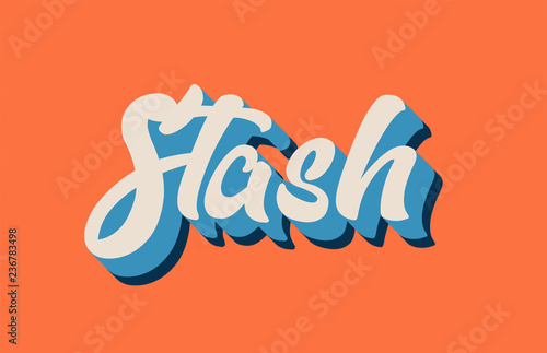 orange blue white stash hand written word text for typography logo design