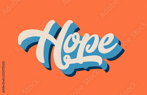 orange blue white hope hand written word text for typography logo design