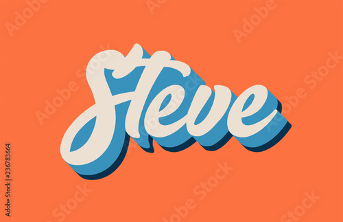 Bilde på lerret orange blue white steve hand written word text for typography logo design