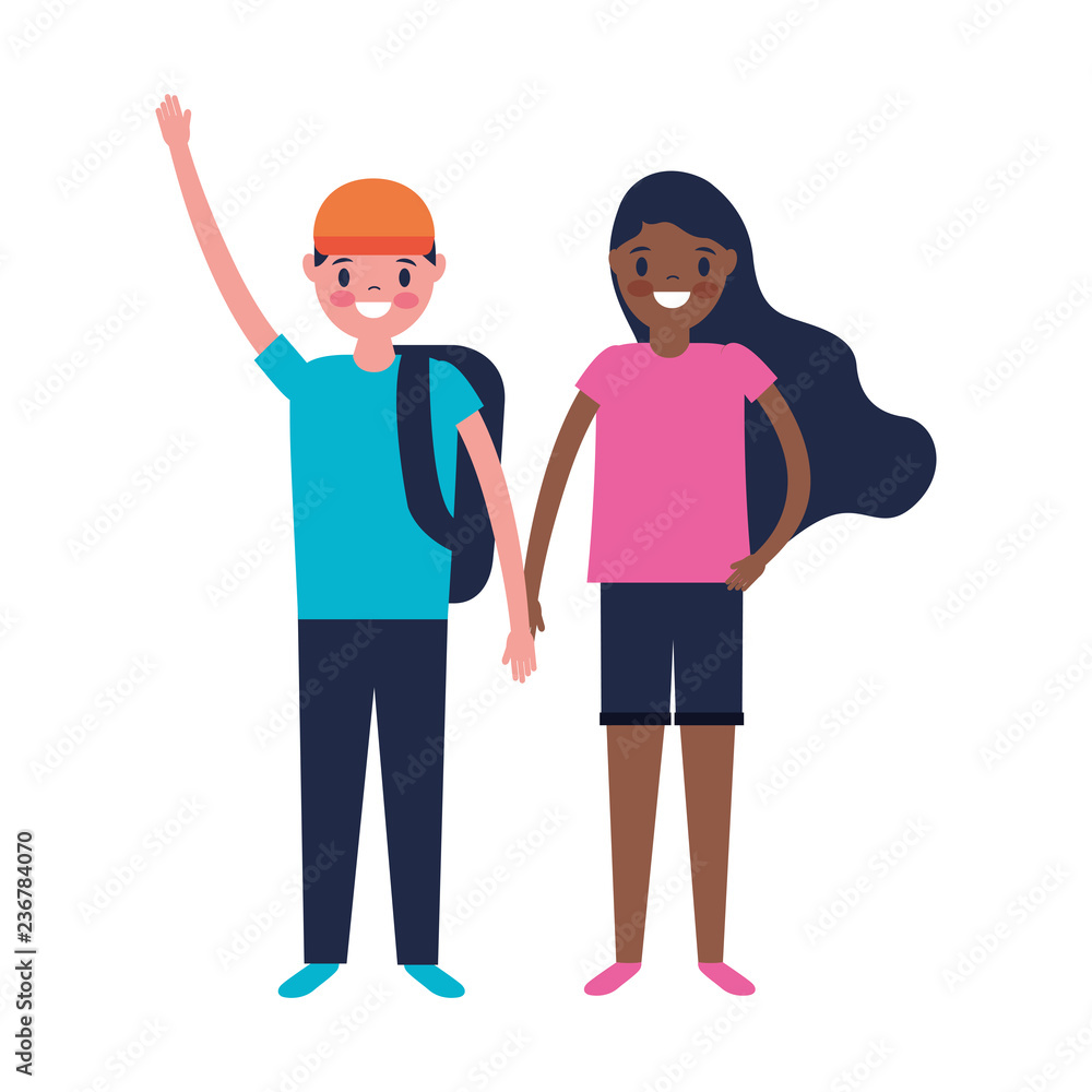 Fototapeta premium smiling boy and girl holding hands