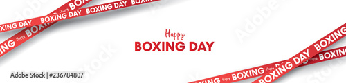 Boxing day vector illustration.Typography combined in a shape of ribbon and text with paper art and craft style