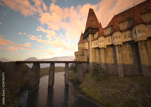 3D Rendering Medieval Castle