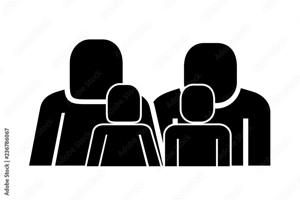family figure with kids silhouette icon family figure with kids silhouette icon