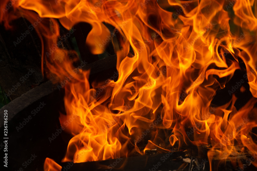 Fire flames on black background Fire flames on black background
