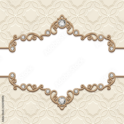 Vintage jewellery frame with gold swirly borders
