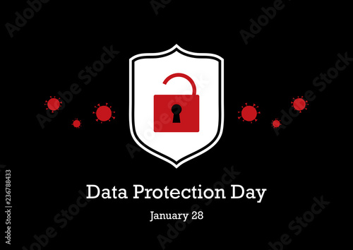 Data Protection Day vector. Secure computer vector illustration. Unlocked lock icon. Data Privacy Day vector. Important day