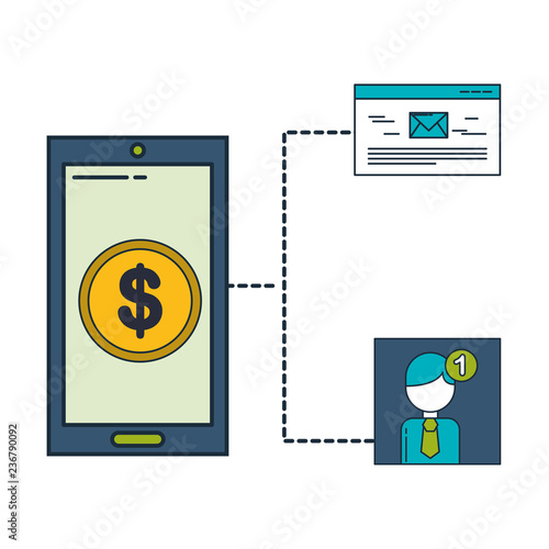 smartphone with ebusiness icons
