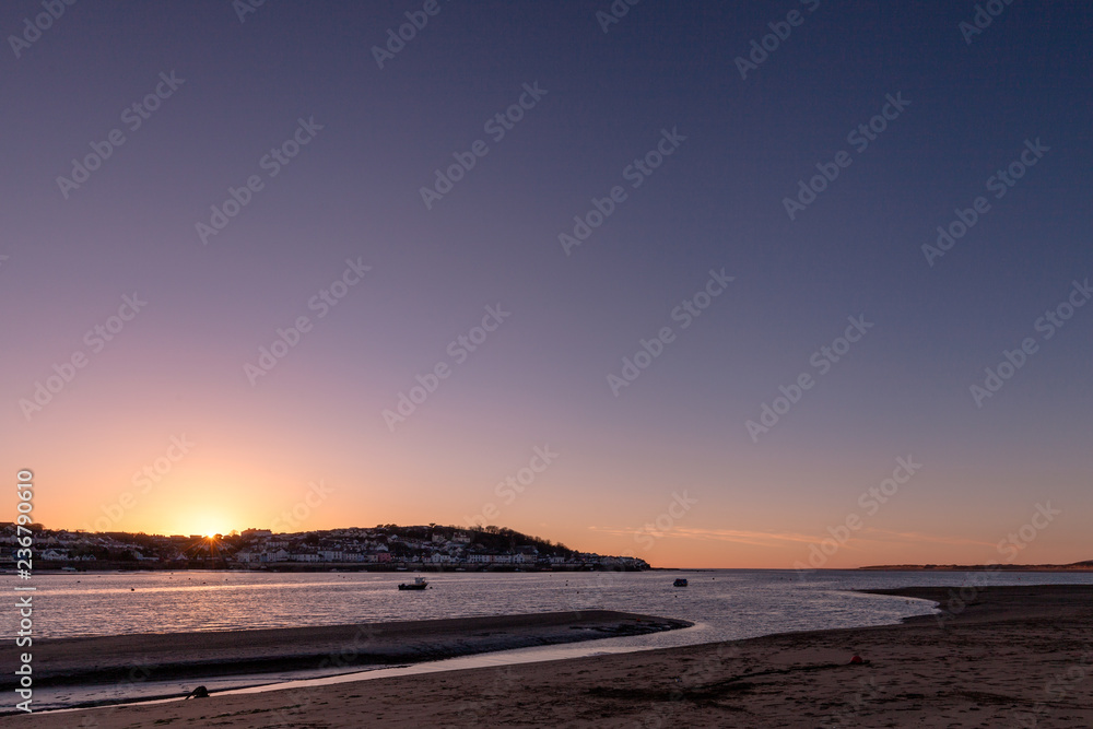 Instow Beach at sunset looking towards Appledore, North Devon