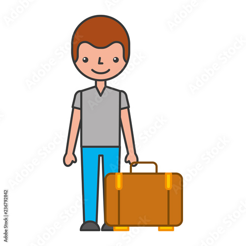traveler with suitcase character