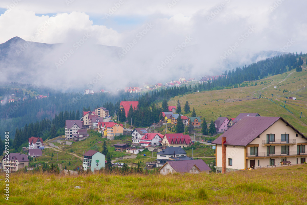 View of Ranca touristic resort in the Carpathian Mountains