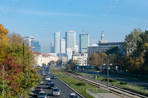 Warsaw autumnal city scape