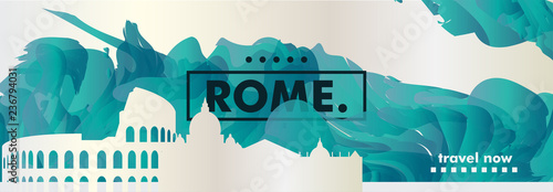 Italy Rome skyline city gradient vector banner