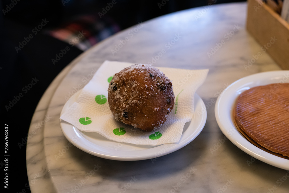 Traditional Dutch oliebollen in Amsterdam Traditional Dutch oliebollen in Amsterdam