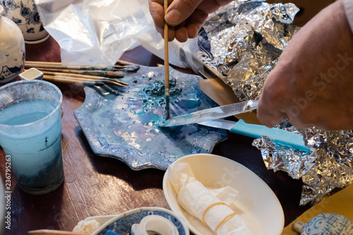 Photography dutch pottery making in Delf