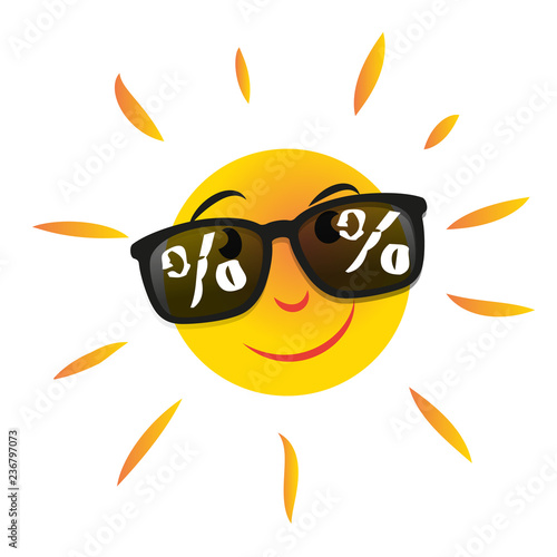 Sonne mit Sonnenbrille und Prozentzeichen